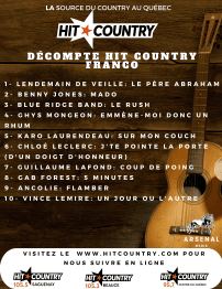 Voici vos décomptes de LA Source du country au Québec Hit Country!
